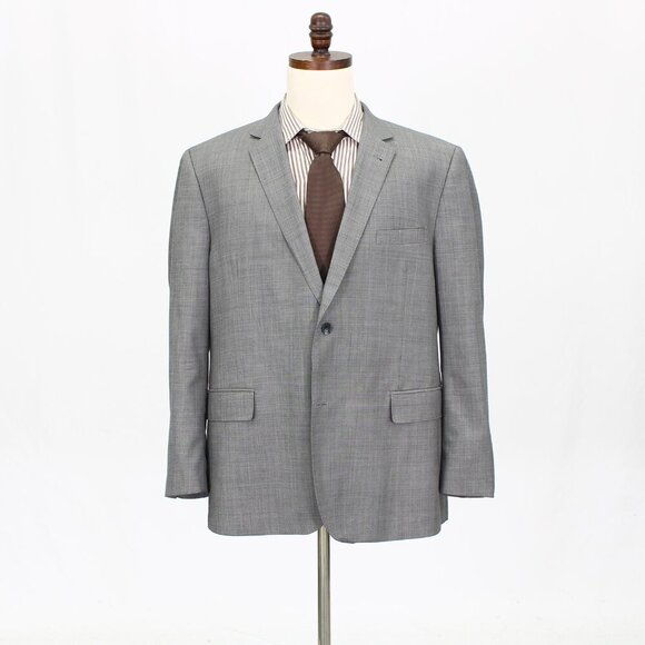Neiman Marcus 46R Gray Solid 2-Button Sport Coat Blazer Jacket G486